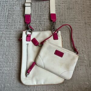Coach White and Pink Crossbody Bag and Wallet